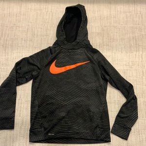 NIKE Boys Logo Dri-Fit Fleece Black Hoodie Sweatshirt Sweater Size Extra Large